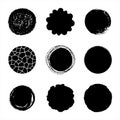 Set of round hand drawn brush, chalk vector circles